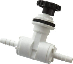 Specialty Mfr - 1/4" Pipe, Inline Needle Valve - PTFE Seal, Barbed x Barbed Ends, Polypropylene Valve, 125 Max psi - Apex Tool & Supply