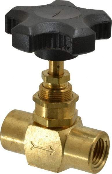 Specialty Mfr - 1/4" Pipe, Inline Needle Valve - FNPT x FNPT Ends, Brass Valve, 500 Max psi - Apex Tool & Supply