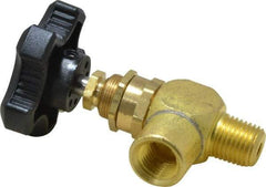 Specialty Mfr - 1/4" Pipe, Angled Needle Valve - MNPT x FNPT Ends, Brass Valve, 500 Max psi - Apex Tool & Supply
