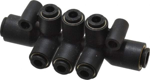 Legris - 6 x 4mm Outside Diam, Nylon Push-to-Connect Double Multiple Tee with Mounting Holes - 290 Max psi, Black - Apex Tool & Supply