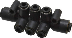 Legris - 6 x 4mm Outside Diam, Nylon Push-to-Connect Double Multiple Tee with Mounting Holes - 290 Max psi, Black - Apex Tool & Supply