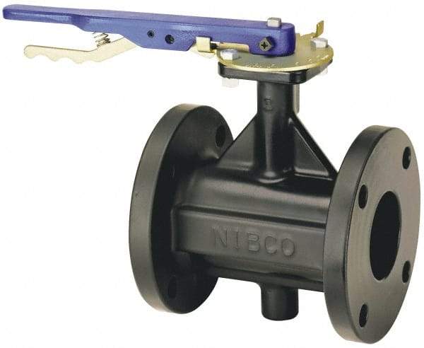 NIBCO - 3" Pipe, Flanged Butterfly Valve - Gear Handle, Cast Iron Body, Polyamide Seat, 200 WOG, EPDM Coated Ductile Iron Disc, Stainless Steel Stem - Apex Tool & Supply