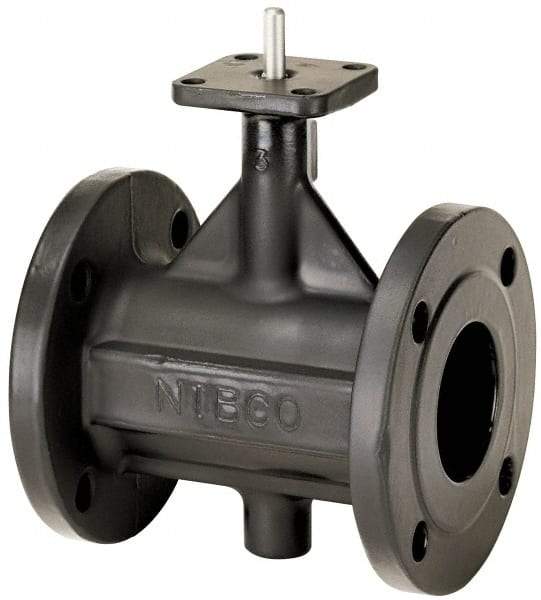 NIBCO - 2" Pipe, Flanged Butterfly Valve - Bare Stem Handle, Ductile Iron Body, Polyamide Seat, 285 WOG, EPDM Coated Ductile Iron Disc, Stainless Steel Stem - Apex Tool & Supply