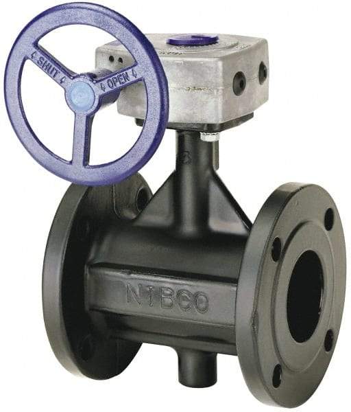 NIBCO - 8" Pipe, Flanged Butterfly Valve - Bare Stem Handle, Ductile Iron Body, Polyamide Seat, 285 WOG, EPDM Coated Ductile Iron Disc, Stainless Steel Stem - Apex Tool & Supply
