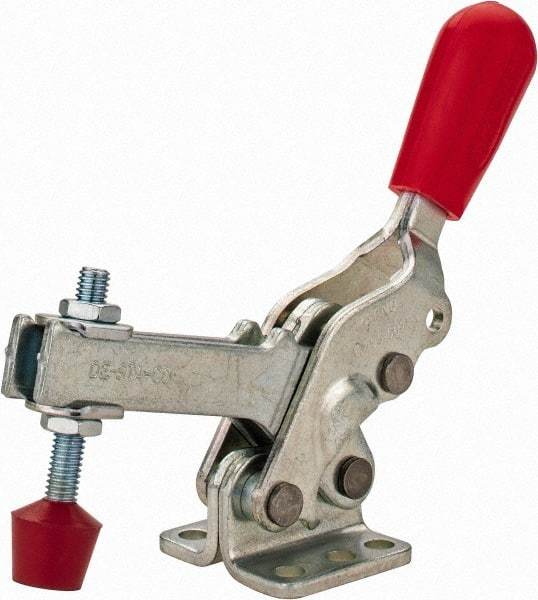De-Sta-Co - 600 Lb Holding Capacity, Vertical Handle, Manual Hold Down Toggle Clamp - 66° Handle Movement, 75° Bar Opening, U-Bar, Flanged Base, Electro-Plated Zinc, Carbon Steel - Apex Tool & Supply
