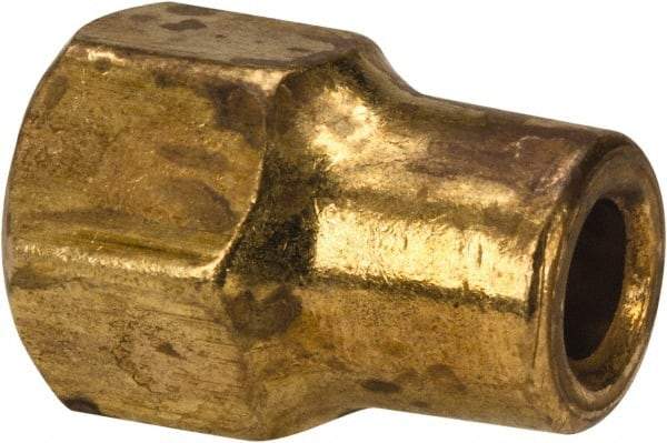 Parker - 1/4" Tube OD, 45° Brass Flared Tube Long Nut - 7/16-20 UNF, Flare Ends - Apex Tool & Supply