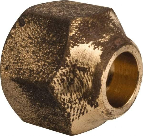Parker - 5/16" Tube OD, 45° Brass Flared Tube Short Nut - 1/2-20 UNF, Flare Ends - Apex Tool & Supply