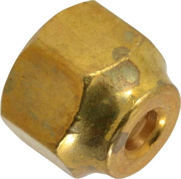 Parker - 3/8 x 1/4" Tube OD, 45° Brass Flared Tube Short Nut - 5/8-18 UNF, Flare Ends - Apex Tool & Supply
