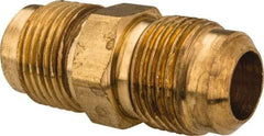 Parker - 5/8" Tube OD, 45° Brass Flared Tube Union - 7/8-14 UNF, Flare x Flare Ends - Apex Tool & Supply