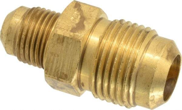 Parker - 5/8 x 3/8" Tube OD, 45° Brass Flared Tube Union - 7/8-14 UNF, Flare x Flare Ends - Apex Tool & Supply