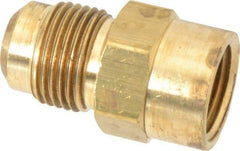 Parker - 5/8" Tube OD, 45° Brass Flared Tube Female Connector - 1/2-14 NPTF, Flare x FNPTF Ends - Apex Tool & Supply