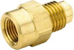 Parker - 1/2" Tube OD, 45° Brass Flared Tube Female Connector - 3/4-14 NPTF, Flare x FNPTF Ends - Apex Tool & Supply