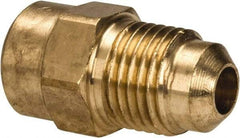 Parker - 5/16" Tube OD, 45° Brass Flared Tube Female Connector - 1/8-27 NPTF, Flare x FNPTF Ends - Apex Tool & Supply