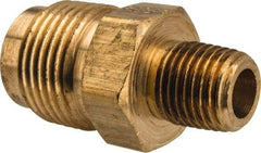 Parker - 5/8" Tube OD, 45° Brass Flared Tube Male Connector - 1/4-18 NPTF, Flare x MNPTF Ends - Apex Tool & Supply