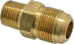Parker - 3/4" Tube OD, 45° Brass Flared Tube Male Connector - 1/2-14 NPTF, Flare x MNPTF Ends - Apex Tool & Supply