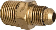 Parker - 5/16" Tube OD, 45° Brass Flared Tube Male Connector - 3/8-18 NPTF, Flare x MNPTF Ends - Apex Tool & Supply