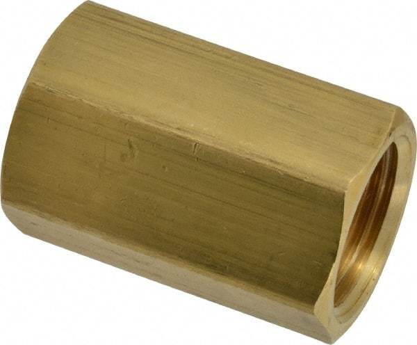 Parker - 5/8" Tube OD, 45° Brass Flared Tube Union Female To Female - 7/8-14 UNF, Flare x Flare Ends - Apex Tool & Supply