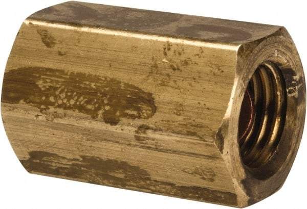 Parker - 1/4" Tube OD, 45° Brass Flared Tube Union Female To Female - 7/16-20 UNF, Flare x Flare Ends - Apex Tool & Supply