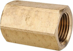 Parker - 3/8" Tube OD, 45° Brass Flared Tube Union Female To Female - 5/8-18 UNF, Flare x Flare Ends - Apex Tool & Supply