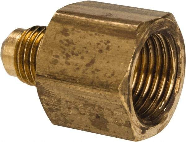 Parker - 1/4 x 3/8" Tube OD, 45° Brass Flared Tube Male Flare To Female Flare - 5/8-18 UNF, Flare x Flare Ends - Apex Tool & Supply