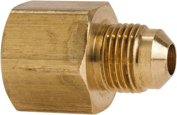 Parker - 3/8 x 1/2" Tube OD, 45° Brass Flared Tube Male Flare To Female Flare - 3/4-16 UNF, Flare x Flare Ends - Apex Tool & Supply
