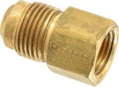 Parker - 1/2 x 3/8" Tube OD, 45° Brass Flared Tube Male Flare To Female Flare - 5/8-18 UNF, Flare x Flare Ends - Apex Tool & Supply