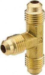 Parker - 1/4" Tube OD, 45° Brass Flared Tube Union Tee - 7/16-20 UNF, Flare x Flare x Flare Ends - Apex Tool & Supply