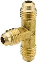 Parker - 1/2 x 1/2 x 3/8" Tube OD, 45° Brass Flared Tube Union Tee - Flare x Flare x Flare Ends - Apex Tool & Supply