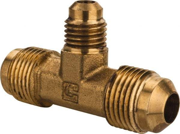Parker - 3/8 x 3/8 x 1/4" Tube OD, 45° Brass Flared Tube Union Tee - Flare x Flare x Flare Ends - Apex Tool & Supply