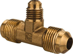 Parker - 3/8 x 3/8 x 1/4" Tube OD, 45° Brass Flared Tube Union Tee - Flare x Flare x Flare Ends - Apex Tool & Supply