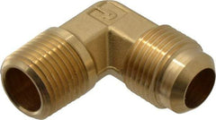 Parker - 5/8" Tube OD, 45° Brass Flared Tube Male Elbow - 1/2-14 NPTF, Flare x MNPTF Ends - Apex Tool & Supply