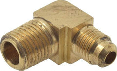 Parker - 1/4" Tube OD, 45° Brass Flared Tube Extended Male Elbow - 1/4-18 NPTF, Flare x MNPTF Ends - Apex Tool & Supply