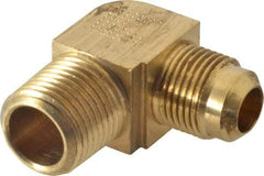 Parker - 1/2" Tube OD, 45° Brass Flared Tube Extended Male Elbow - 1/2-14 NPTF, Flare x MNPTF Ends - Apex Tool & Supply