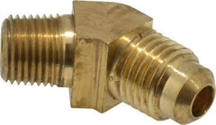 Parker - 1/4" Tube OD, 45° Brass Flared Tube Male 45° Elbow - 1/8-27 NPTF, Flare x MNPTF Ends - Apex Tool & Supply