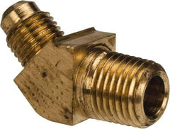 Parker - 1/4" Tube OD, 45° Brass Flared Tube Male 45° Elbow - 1/4-18 NPTF, Flare x MNPTF Ends - Apex Tool & Supply