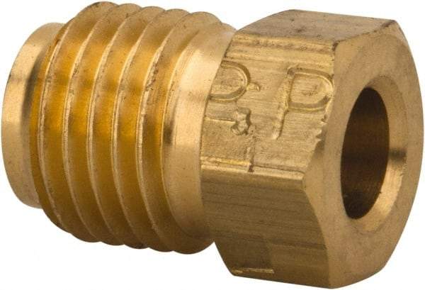 Parker - 3/16" Tube OD, Brass Flared Tube Inverted Piloted Nut - 3/8-24 UNF, Flare Ends - Apex Tool & Supply