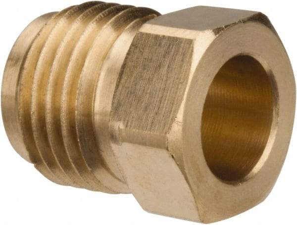 Parker - 5/16" Tube OD, Brass Flared Tube Inverted Piloted Nut - 1/2-20 UNF, Flare Ends - Apex Tool & Supply