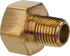Parker - 1/2" Tube OD, Brass Flared Tube Inverted Male Connector - 1/4-18 NPTF, Flare x MNPTF Ends - Apex Tool & Supply