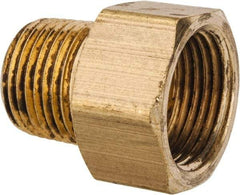 Parker - 1/2" Tube OD, Brass Flared Tube Inverted Male Connector - 3/8-18 NPTF, Flare x MNPTF Ends - Apex Tool & Supply