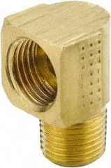 Parker - 3/8" Tube OD, Brass Flared Tube Inverted Male Elbow - 3/8-18 NPTF, Flare x MNPTF Ends - Apex Tool & Supply