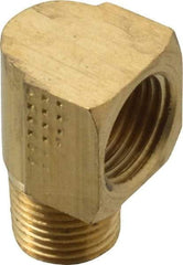 Parker - 1/4" Tube OD, Brass Flared Tube Inverted Male Elbow - 1/8-27 NPTF, Flare x MNPTF Ends - Apex Tool & Supply