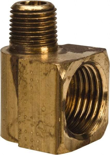 Parker - 3/8" Tube OD, Brass Flared Tube Inverted Male Elbow - 1/8-27 NPTF, Flare x MNPTF Ends - Apex Tool & Supply