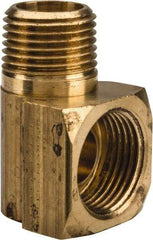 Parker - 1/2" Tube OD, Brass Flared Tube Inverted Male Elbow - 3/8-18 NPTF, Flare x MNPTF Ends - Apex Tool & Supply
