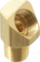 Parker - 1/4" Tube OD, Brass Flared Tube Inverted 45° Elbow - 1/8-27 NPTF, Flare x MNPTF Ends - Apex Tool & Supply