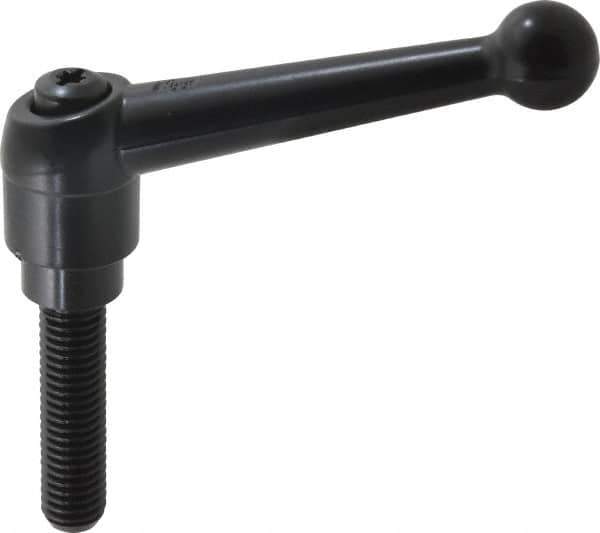 KIPP - 1/2-13, 0.98" Hub Diam, Zinc Die Cast (Steel Components) Threaded Stud Adjustable Clamping Lever - 1.97" Stud Length, 4-1/4" OAL, 2.64" High - Apex Tool & Supply