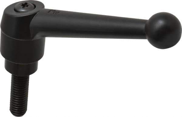 KIPP - 1/2-13, 1.18" Hub Diam, Zinc Die Cast (Steel Components) Threaded Stud Adjustable Clamping Lever - 1.57" Stud Length, 4.96" OAL, 3.11" High - Apex Tool & Supply