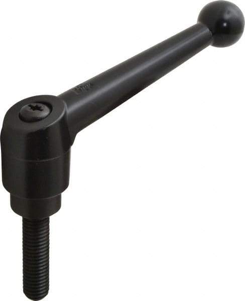 KIPP - 1/2-13, 1.18" Hub Diam, Zinc Die Cast (Steel Components) Threaded Stud Adjustable Clamping Lever - 1.97" Stud Length, 4.96" OAL, 3.11" High - Apex Tool & Supply