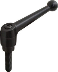 KIPP - 1/2-13, 1.18" Hub Diam, Zinc Die Cast (Steel Components) Threaded Stud Adjustable Clamping Lever - 1.97" Stud Length, 4.96" OAL, 3.11" High - Apex Tool & Supply