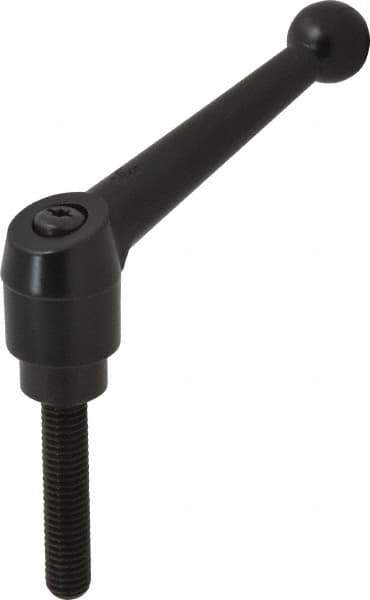 KIPP - 1/2-13, 1.18" Hub Diam, Zinc Die Cast (Steel Components) Threaded Stud Adjustable Clamping Lever - 2.36" Stud Length, 4.96" OAL, 3.11" High - Apex Tool & Supply