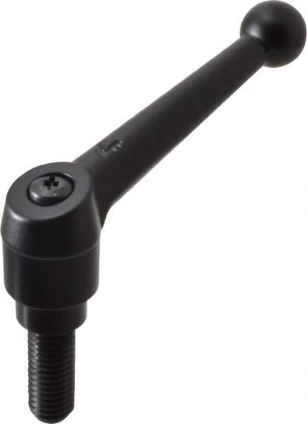 KIPP - 5/8-11, 1.18" Hub Diam, Zinc Die Cast (Steel Components) Threaded Stud Adjustable Clamping Lever - 1.57" Stud Length, 4.96" OAL, 3.11" High - Apex Tool & Supply